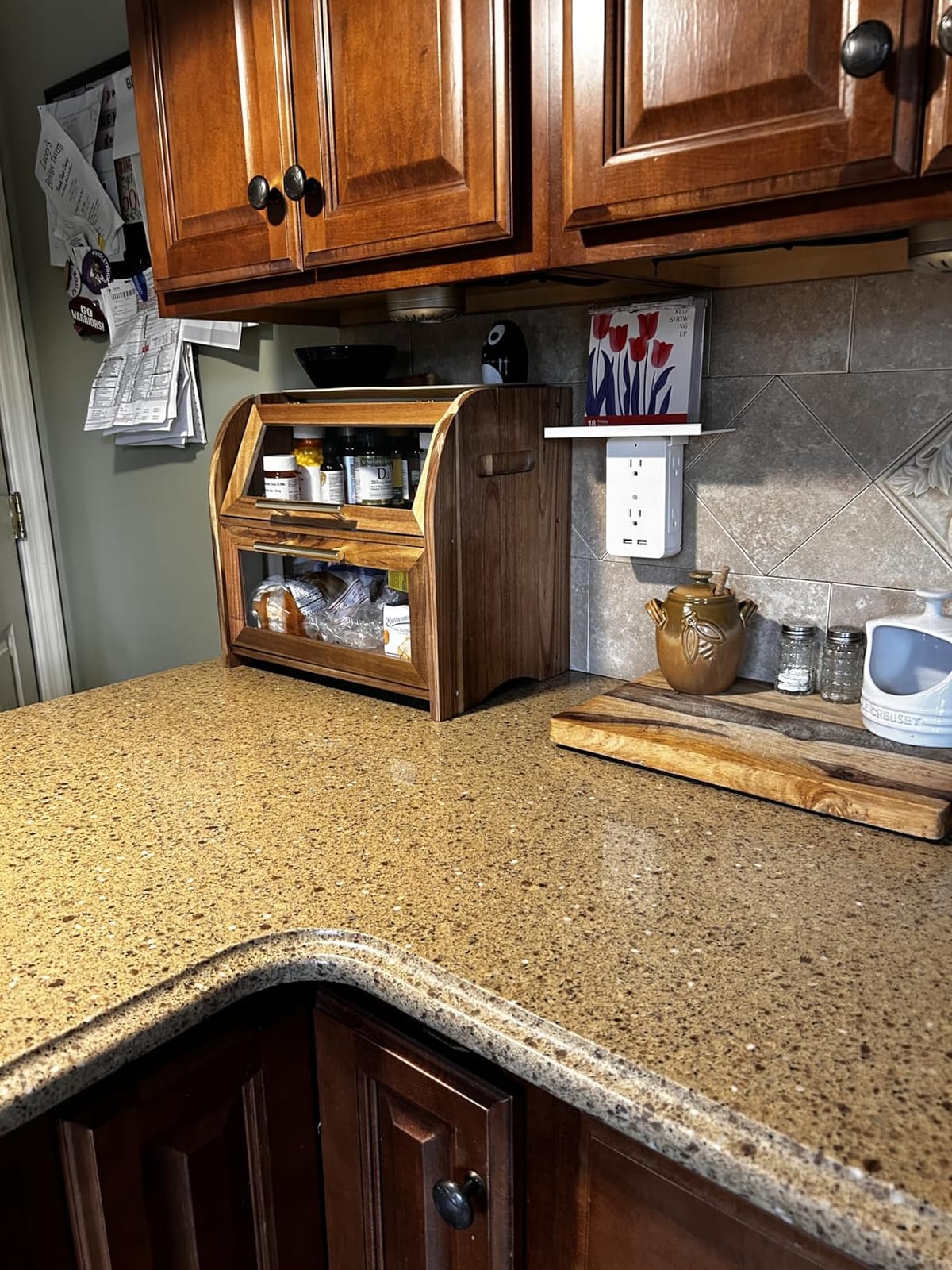 Arise Acacia Wooden Bread Box for Kitchen Countertop, Extra Large 2-Shelf customer photo 1
