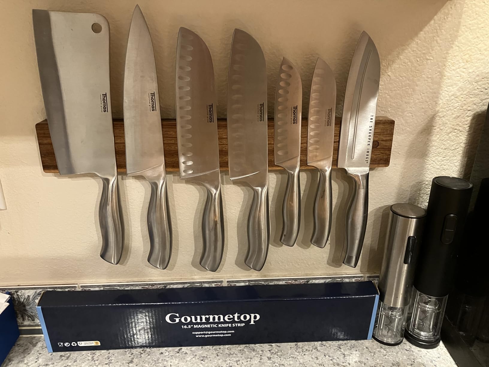 Gourmetop Magnetic Knife Holder for Wall 16”, Acacia Wood, No Drill Fridge customer photo 2