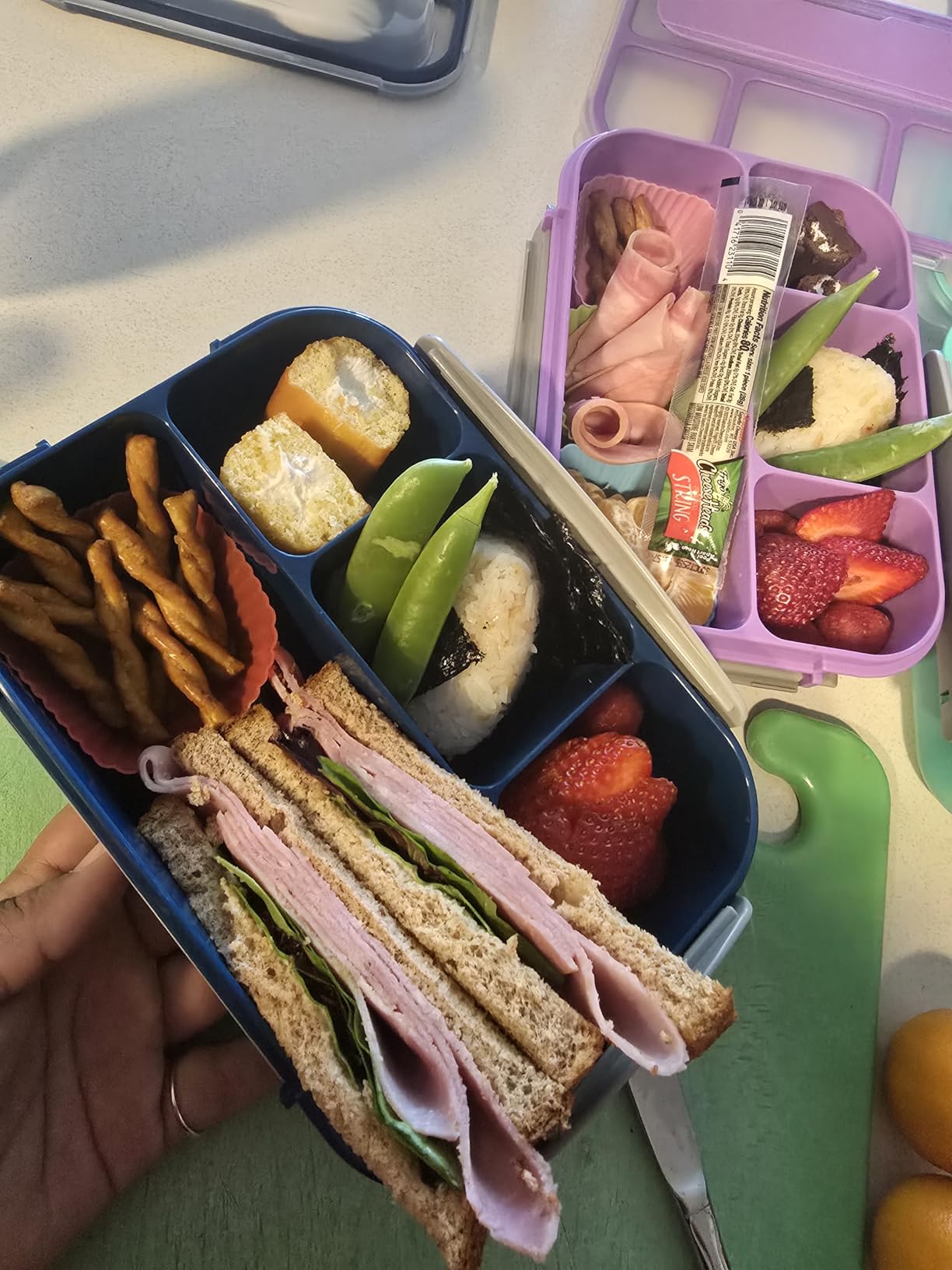 Bento Box for Kids 1300ML with 4 Compartment & Food Picks Cake Cups, Purple customer photo 1