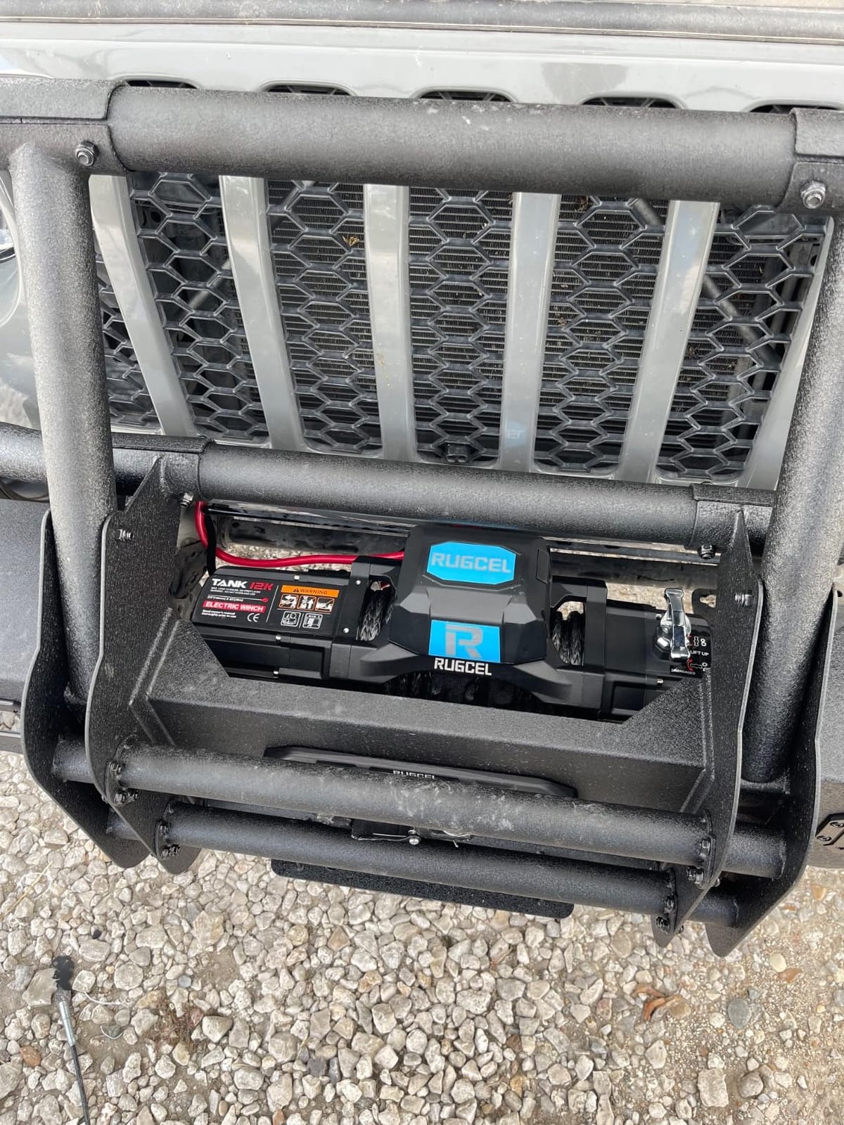 RUGCEL WINCH 12000lb New Waterproof Electric Synthetic Rope Winch 12V with Hawse Fairlead,2 in 1 Infrared Remote Control,Wired Control,Black Rope,for Truck SUV customer photo 1