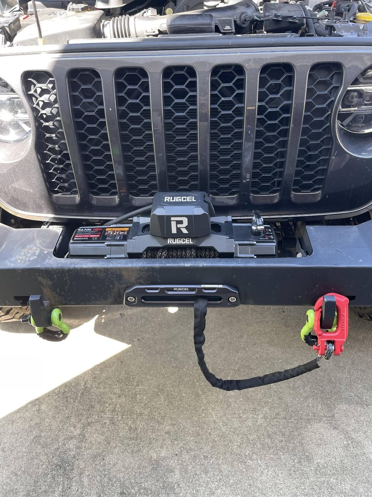 RUGCEL WINCH 12000lb New Waterproof Electric Synthetic Rope Winch 12V with Hawse Fairlead,2 in 1 Infrared Remote Control,Wired Control,Black Rope,for Truck SUV customer photo 2