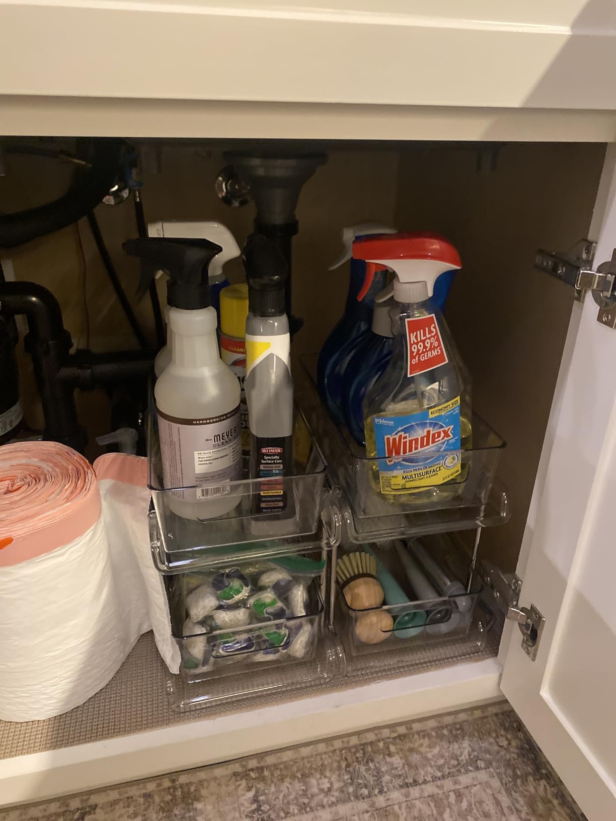 HIHEGD 2-Tier Bathroom Organizer with Dividers, Clear Under Sink and Pull-Out Cabinet Organizer for Kitchen and Pantry Storage customer photo 2