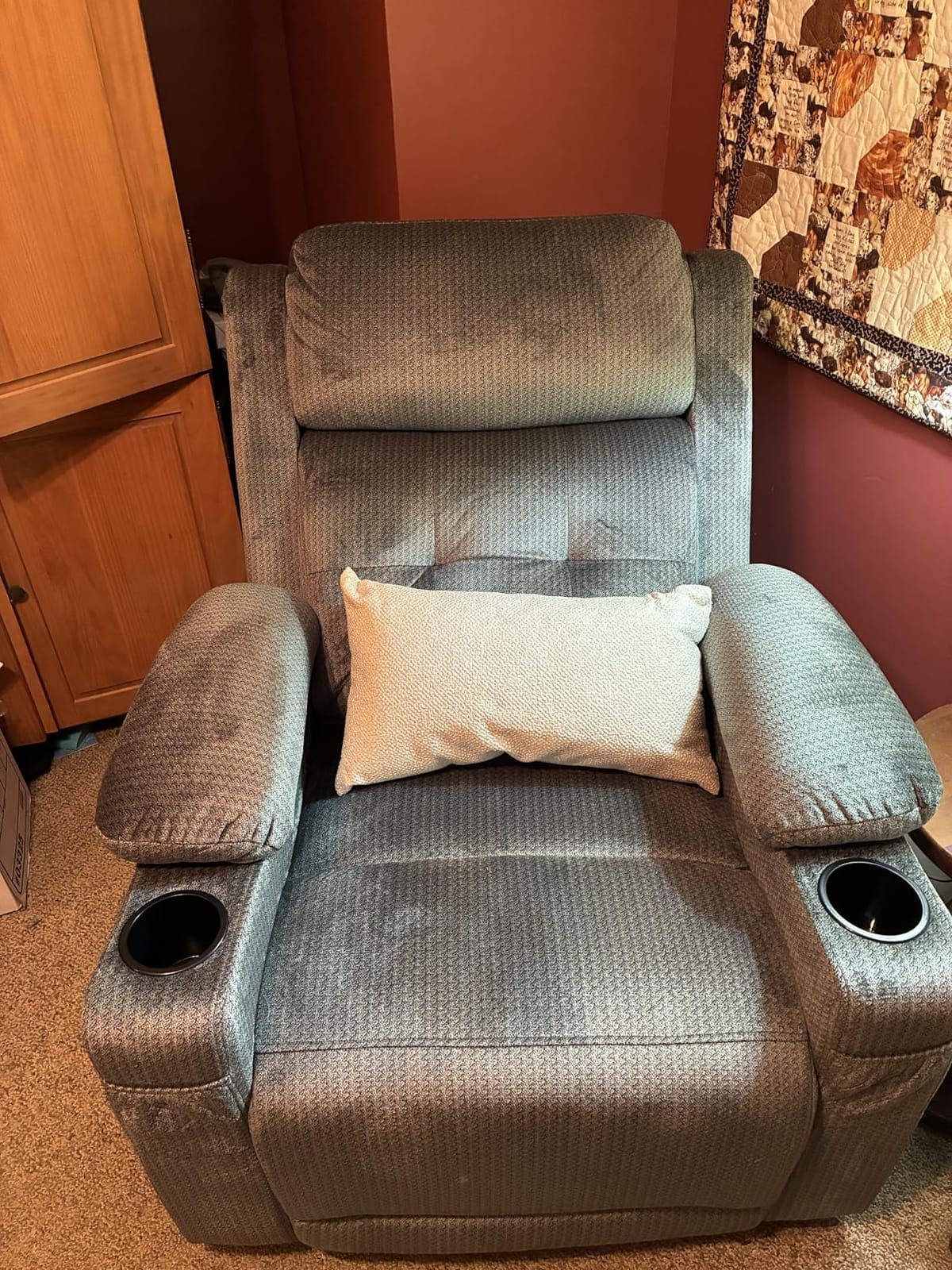MCombo Triple Motor Power Lift Recliner Chair, Fabric 7664 (Beige, Small) customer photo 2