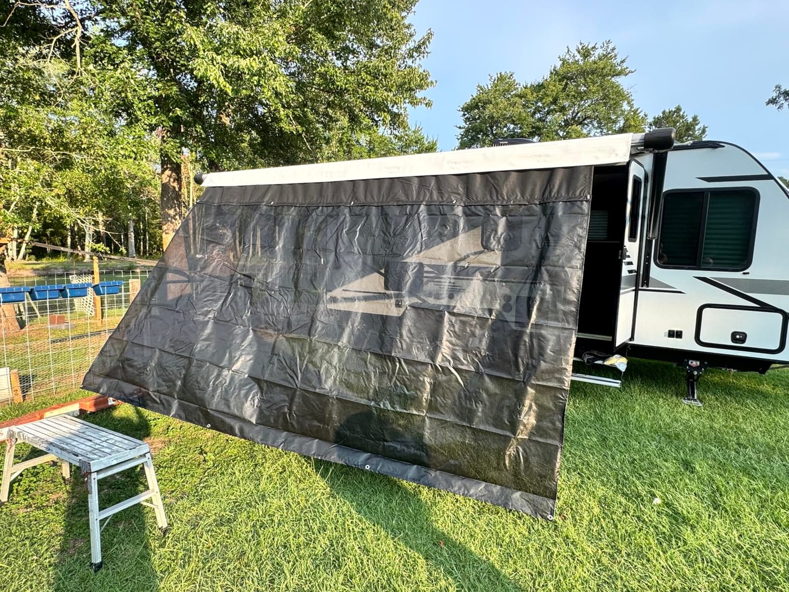 RV Awning Sun Shade Screen, 600D Top+ 8.11oz Bottom, for Awning 9'x19'3'' customer photo 1