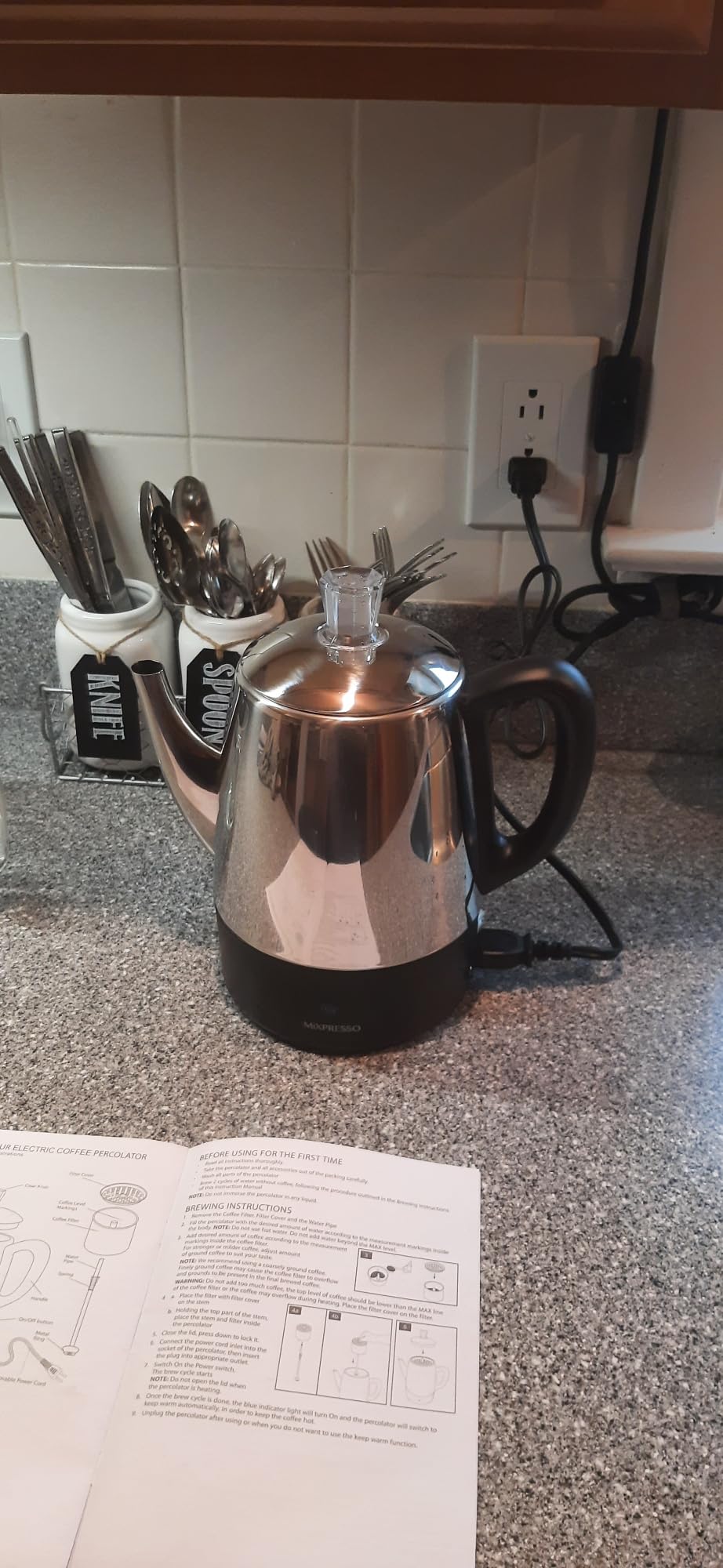Mixpresso 4 Cup Small Electric Percolator Coffee Pot, Stainless Steel customer photo 1