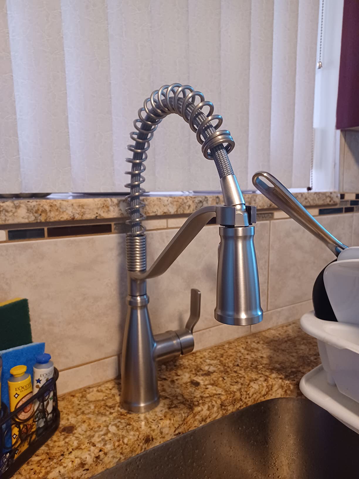 Moen Nolia Chrome One-Handle Pre-Rinse Spring Kitchen Faucet with Pull Down Sprayer, Single Hole Kitchen Sink Faucet with Soap Dispenser, 87886 customer photo 2