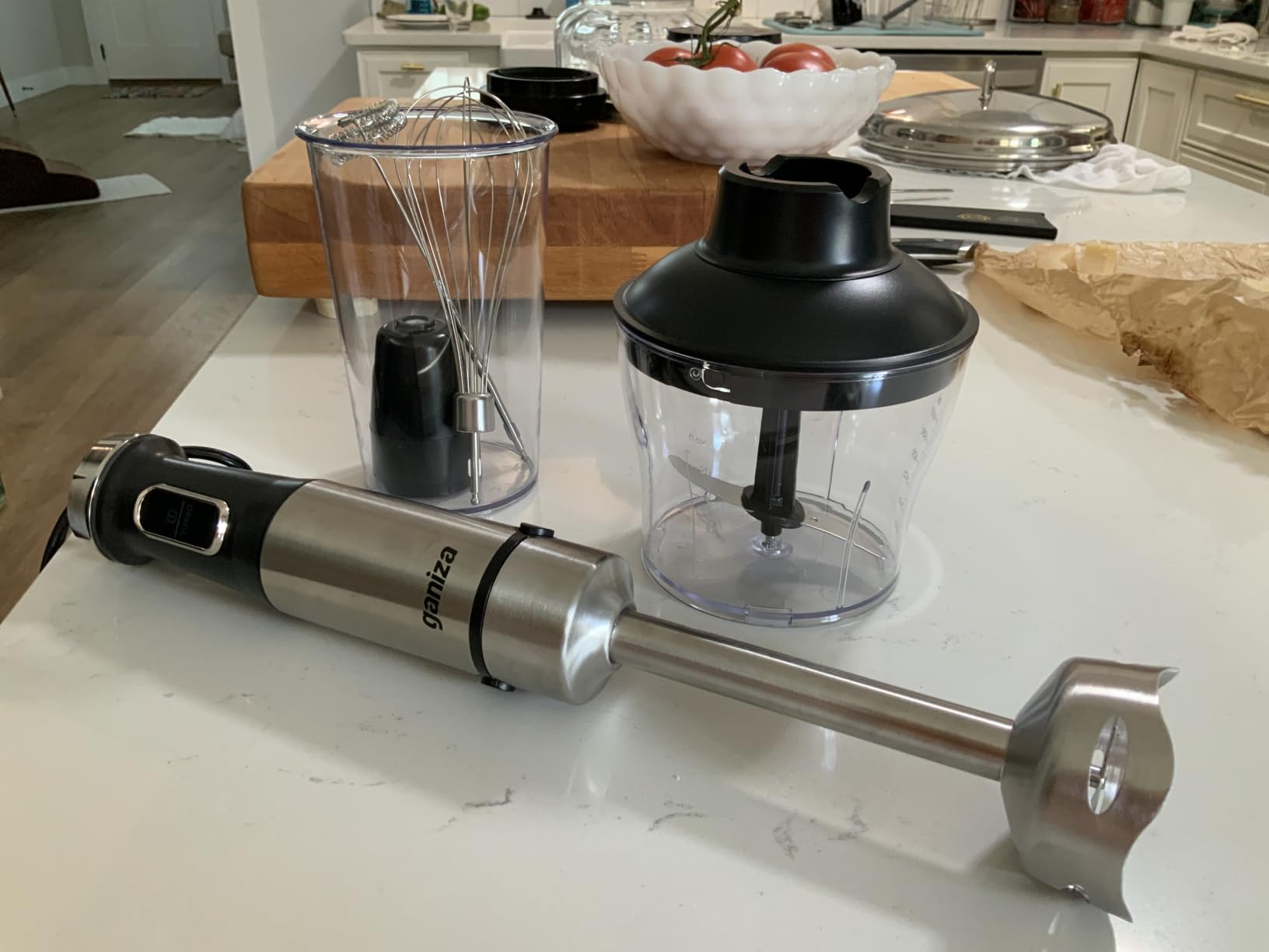 Ganiza Immersion Blender 5 in 1 Hand Blender Max 1000W Heavy Duty Motor | 16 Speed Mode Handheld Blender, Stainless Steel Blade With 800ml Mixing Beaker, 600ml Chopper, Whisk and Milk Frother customer photo 2