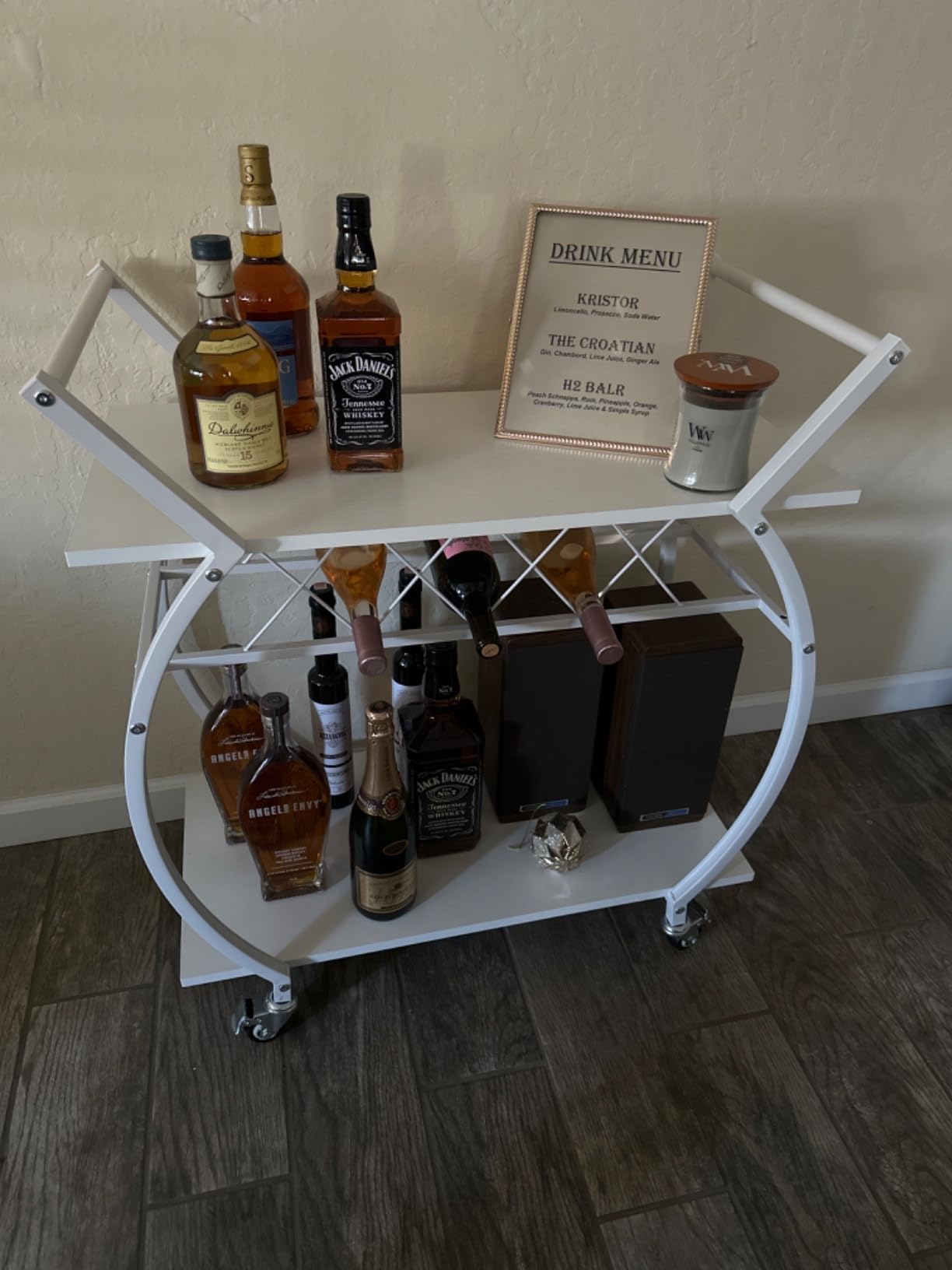 LVB Black Bar Cart with Wheels, Industrial Wine Cart with Storage for Home customer photo 1