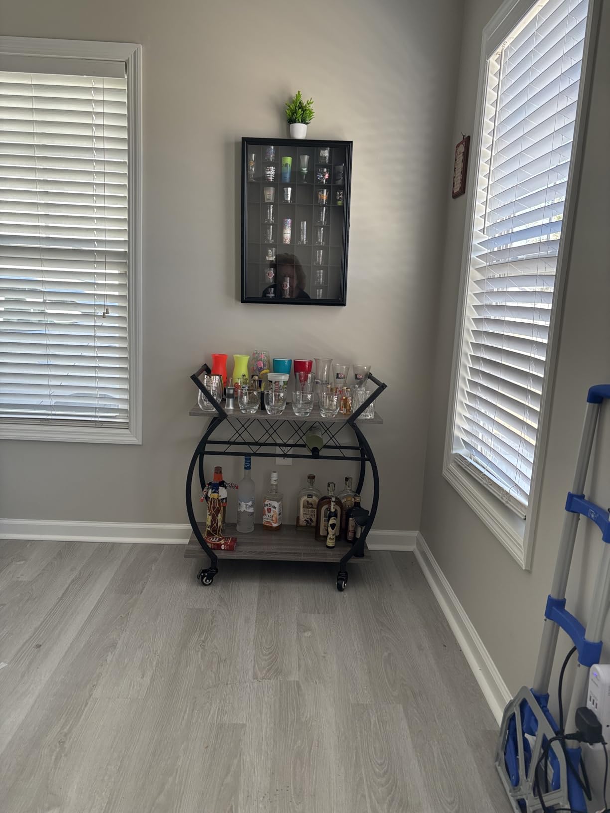 LVB Black Bar Cart with Wheels, Industrial Wine Cart with Storage for Home customer photo 2