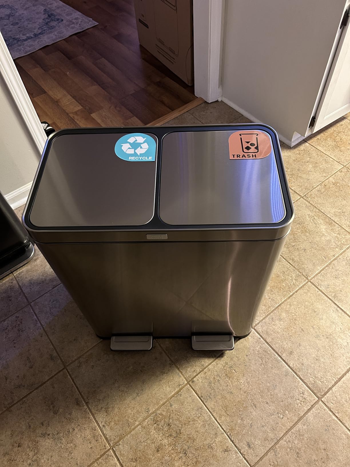 Home Zone Living 19 Gallon Kitchen Trash Can with Dual Compartments customer photo 2