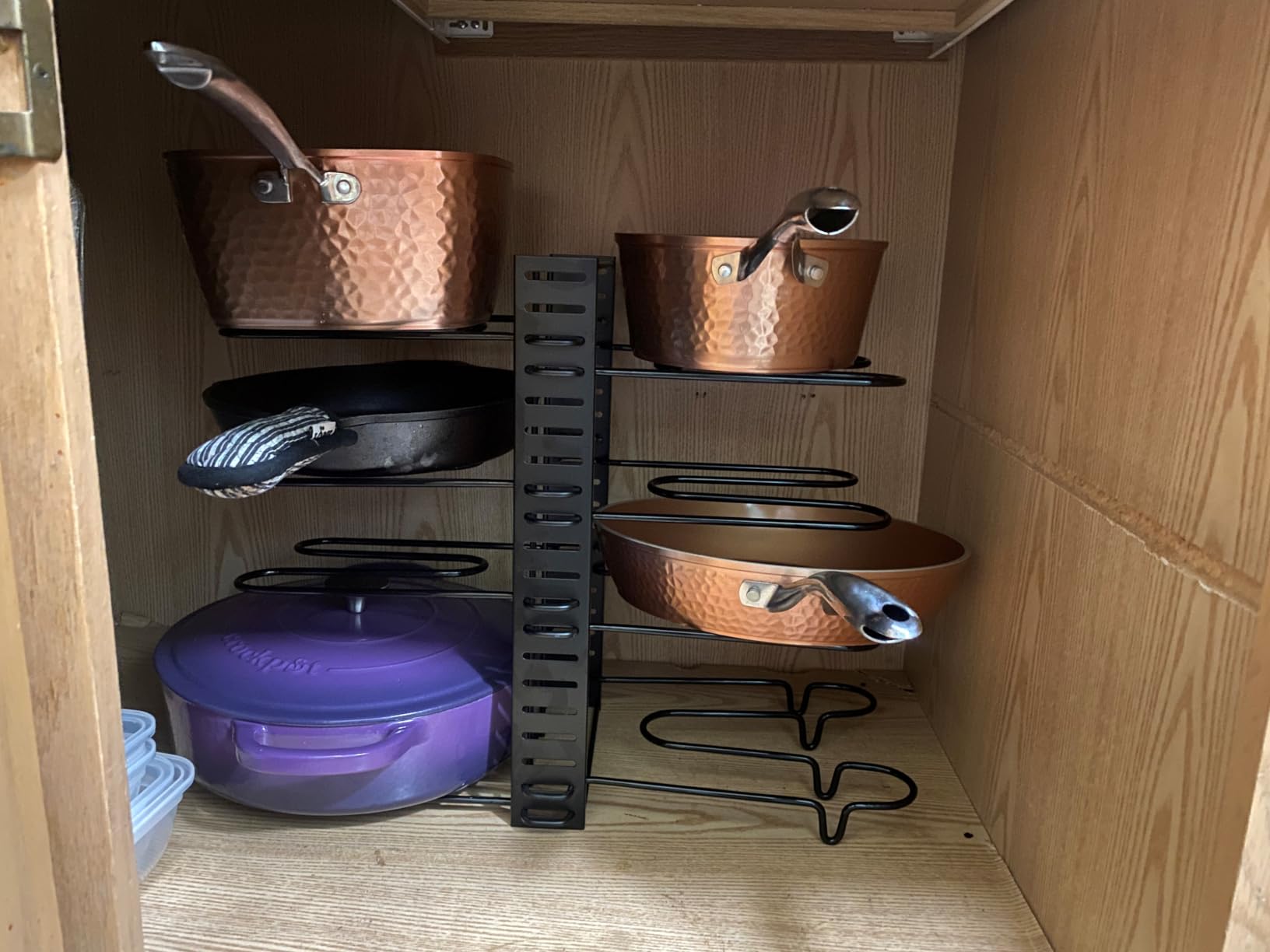 Pots and Pans Organizer Under Cabinet - 8-Tier Adjustable Pan Organizer Rack for Cabinet - Heavy-Duty Pot & Pan Organizer - Perfect to Store Pots, Pans, Lids - Easy Kitchen Organization and Storage customer photo 2