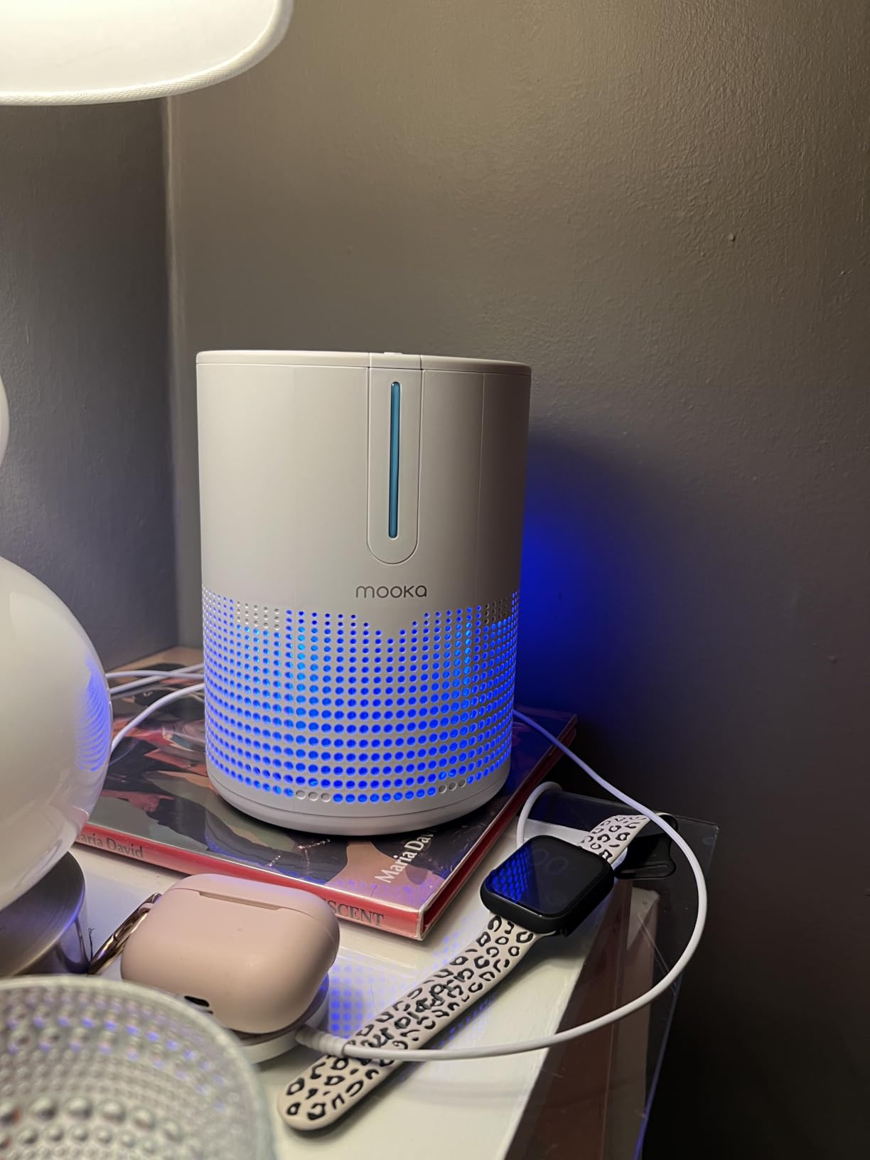 MOOKA Air Purifier for Bedroom Home Dorm 430 Ft², Compact HEPA Air Cleaner | 15dB Quiet Sleep Mode, Aroma Function, Desktop, Office, Meet GRS, Filter Smoke Pollen Pet Hair Dander, Save Energy, M01 White customer photo 2