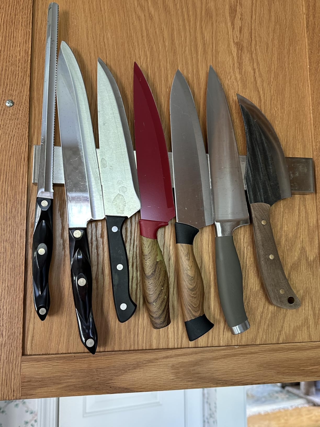 Magnetic Knife Holder for Wall, Knife Magnetic Strip Magnetic Knife Holder for Refrigerator Mount Knife Rack Kitchen Utensil Holder Metal Tool Holder Knife Block Kitchen Organizer Accessories 9.7 Inch customer photo 1