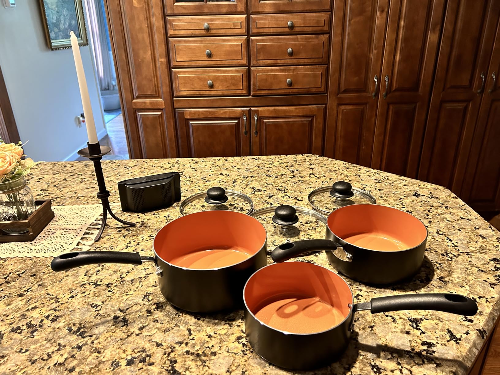 MICHELANGELO Nonstick Sauce Pan with Lid 1QT, 2QT & 3QT, Ceramic Saucepan Set, Copper Sauce pans, Non-Toxic Saucepan, Multipurpose Cooking Pots Set For Home Kitchen, Compatible induction customer photo 1