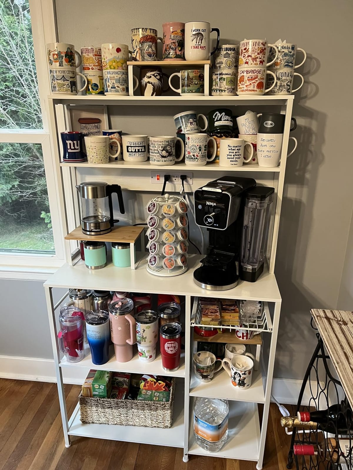 SUPERJARE Bakers Rack with Power Outlet, 35.4 Inches Coffee Bar with Basket customer photo 1