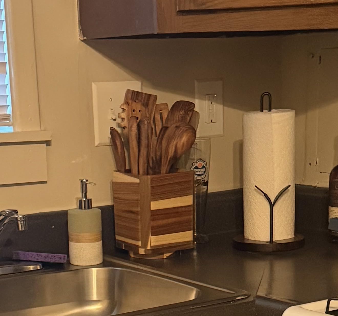 Acacia Wood Utensil Holder, 360° Rotating, Large Countertop Organizer, Farmhouse Kitchen Decor customer photo 1
