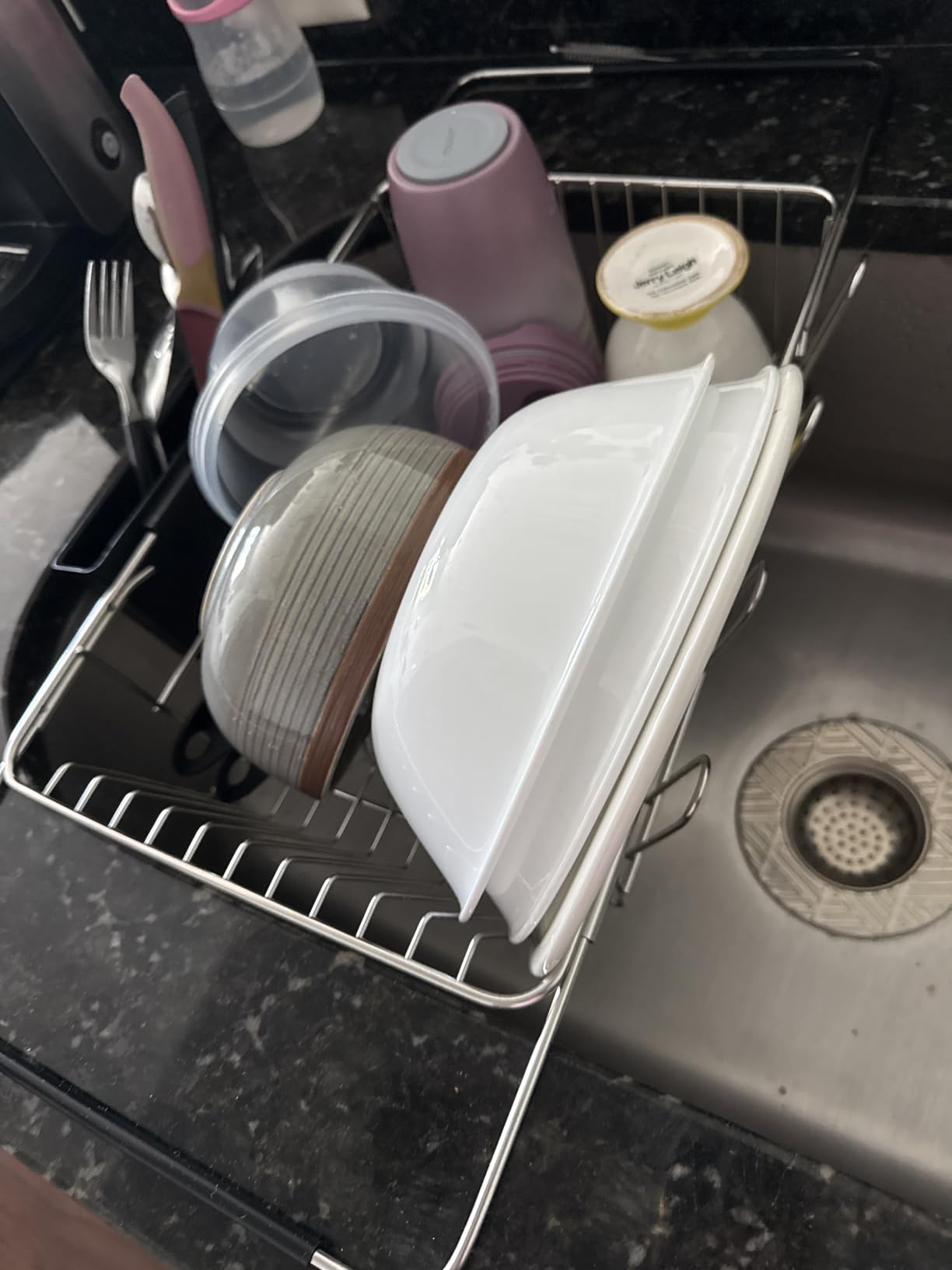 JASIWAY Dish Drying Rack in Sink, Dish Drainer with Cup and Utensil Holder customer photo 1