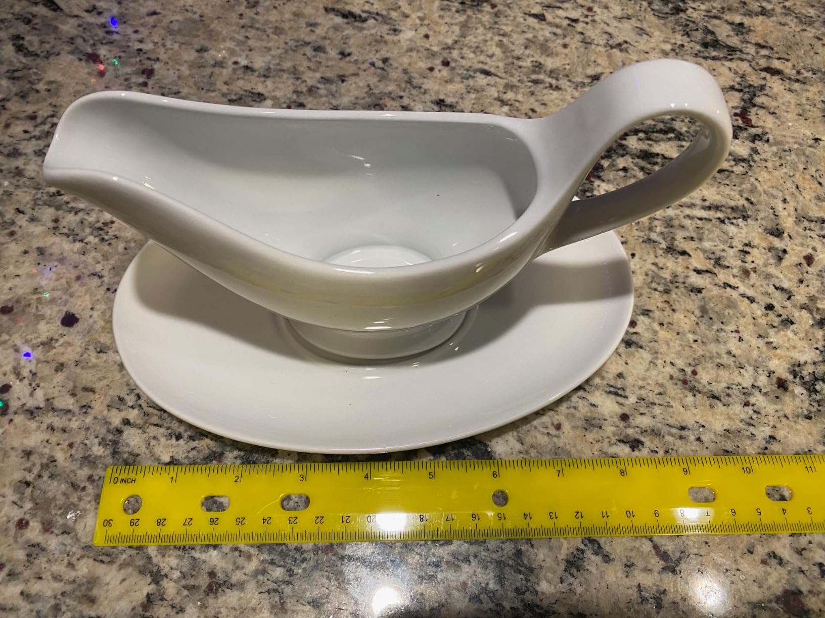 18 oz Ceramic Gravy Boat with Saucer, White Sauce Boat customer photo 2