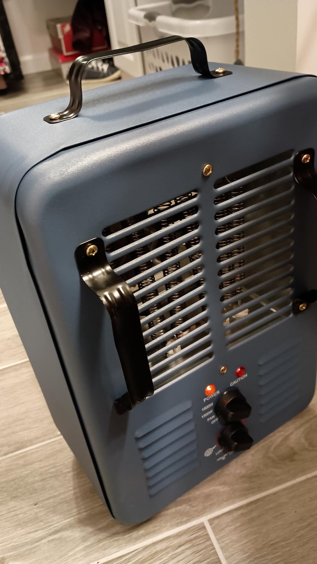 TEMPWARE Milkhouse Space Heater, 1300W/1500W Heater with Thermostat, 3 Heat Settings, Safe and Quiet Heater, Anti-Freezing Setting for Garage Workshop Warehouse, Blue customer photo 1