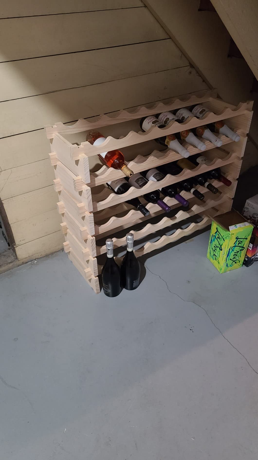 soges 100 Bottle Wine Rack, 10-Tier Stackable Wine Storage Rack, Wine Display Racks Free Standing Wine Shelf Wood Construction for Kitchen and Cellar customer photo 2