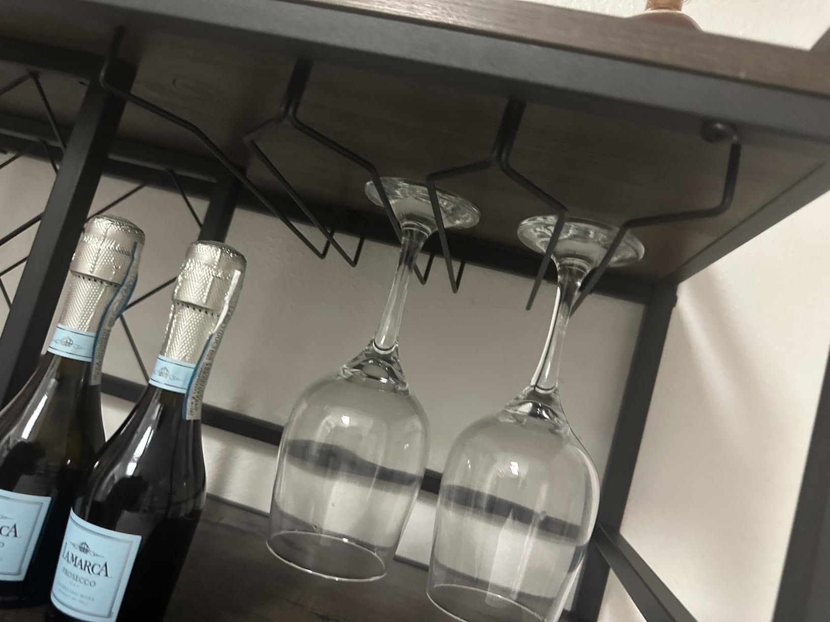 FATORRI Bar Cart Gold, Home Bar Serving Cart with Wine Rack and Glasses Holder, Wine Carts on Wheels with 3 Tier Mirrored Shelves for Liquor and Beverage (Gold) customer photo 2