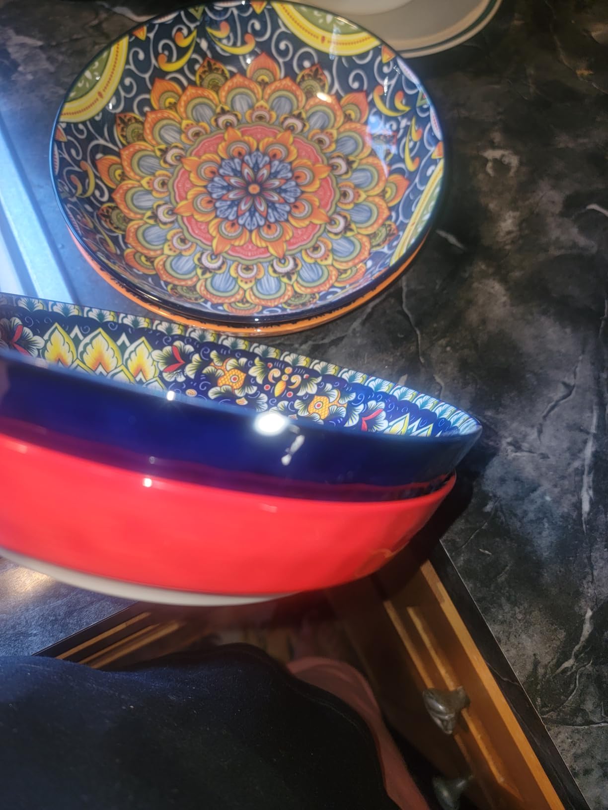 vancasso 32 Oz Pasta Bowls Set of 6, Ceramic Bohemian Soup Salad Bowls customer photo 2