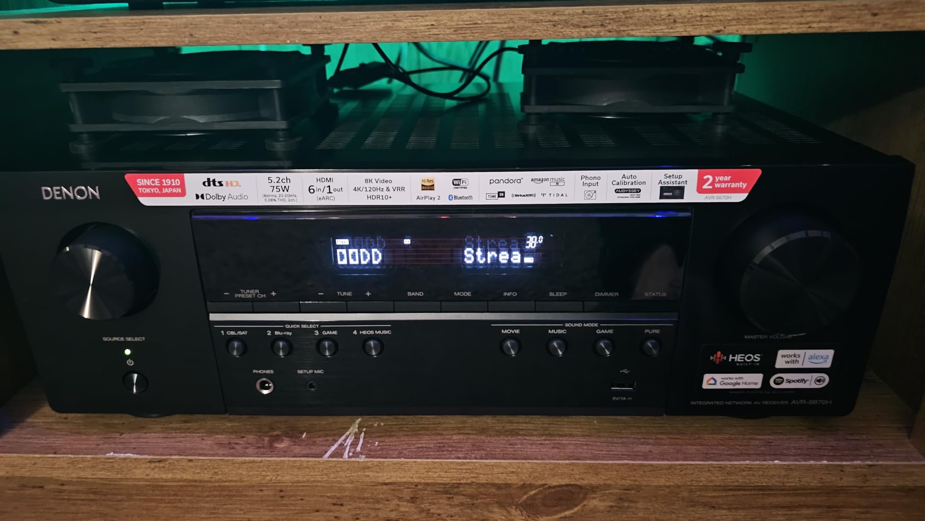 Denon AVR-S670H 5.2 Ch Home Theater Receiver, 8K UHD HDMI Receiver 75W x 5 | Streaming via Built-in HEOS, Bluetooth & Wi-Fi, Dolby TrueHD, Dolby Pro Logic II & DTS HD Surround Sound System for TV customer photo 2