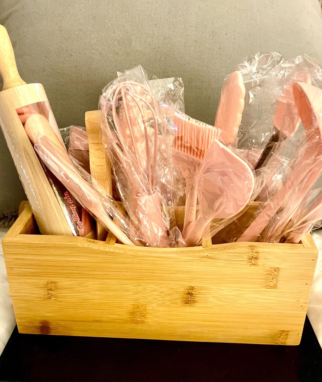 Pulcher Kids Cooking and Baking Sets Real, with Storage Basket, Coral Pink customer photo 1