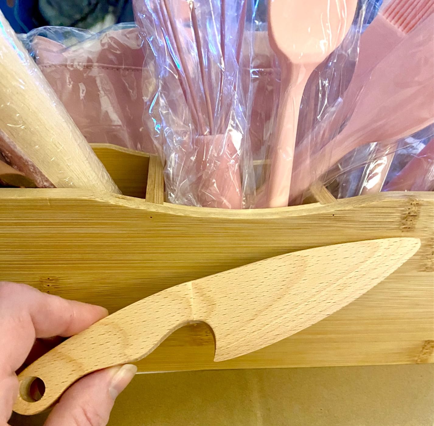 Pulcher Kids Cooking and Baking Sets Real, with Storage Basket, Coral Pink customer photo 2
