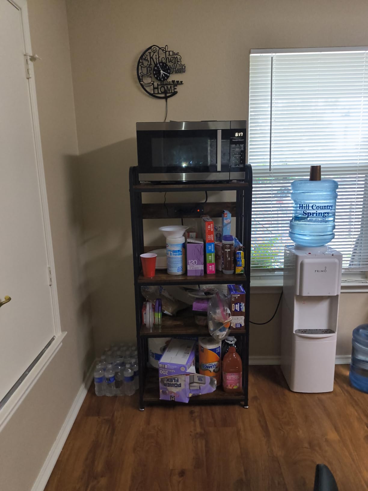 SIREDEEP Bakers Rack with Power Outlet ，4-Tier Kitchen Baker's Rack,Microwave Stand with Storage Suitable for Kitchen, Living Room, Dinning Room，Coffee Bar(Rustic Brown) customer photo 2