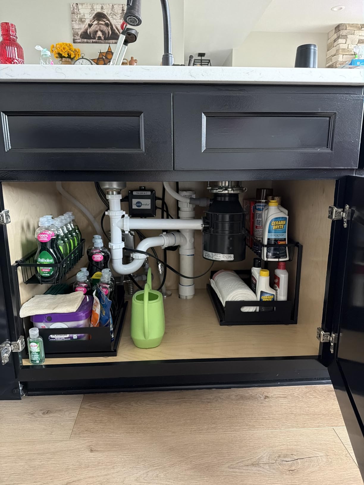 REALINN Under Sink Organizer, L-Shaped 2 Tier Pull Out Cabinet Organizer customer photo 2
