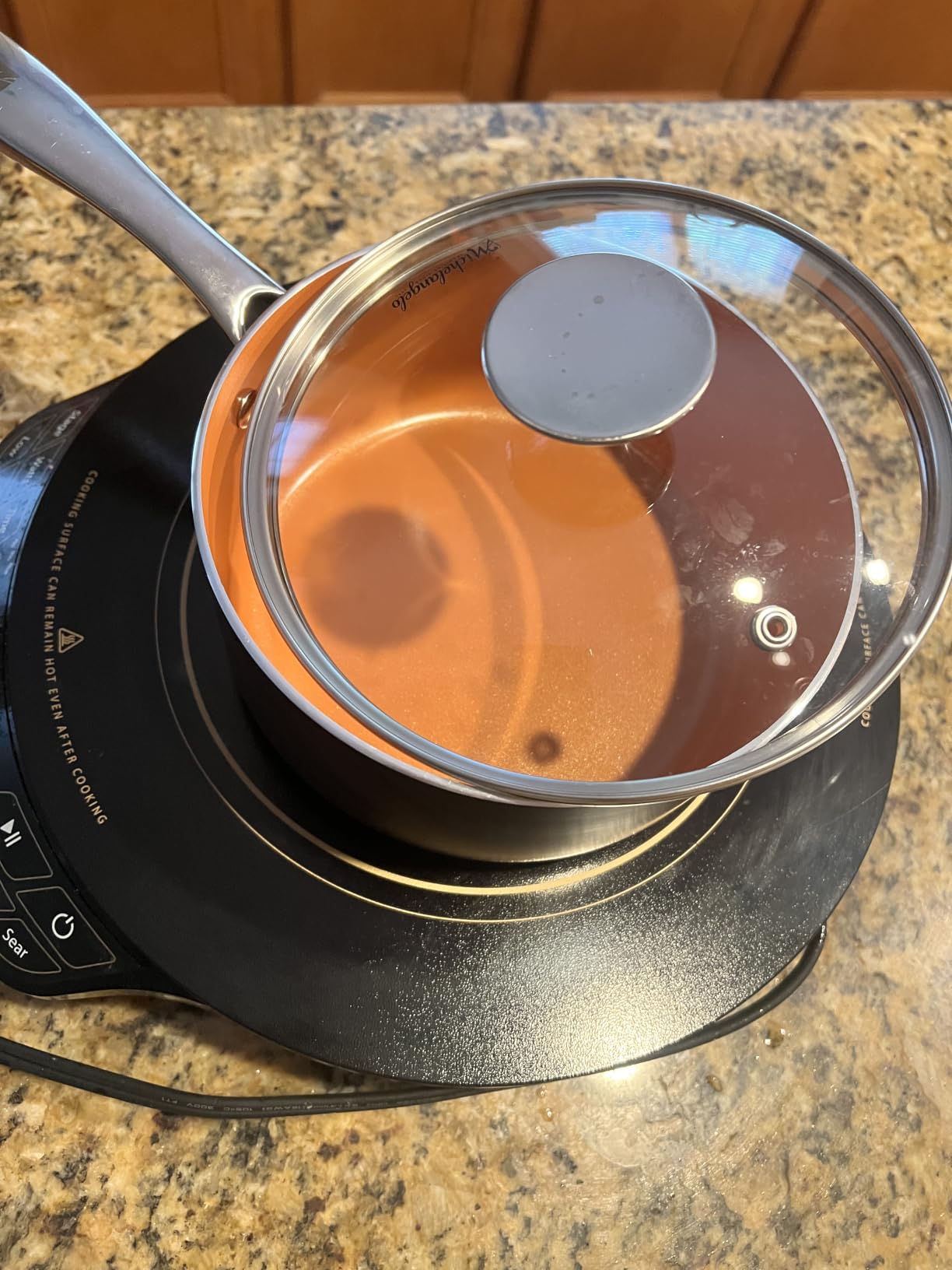 MICHELANGELO Sauce Pan Set, Ultra Nonstick Saucepan Set of 3, Ceramic Saucepans with Lids, 1 Qt & 2 Qt & 3 Qt Small Pot Set, Copper Sauce Pan with Lid customer photo 1
