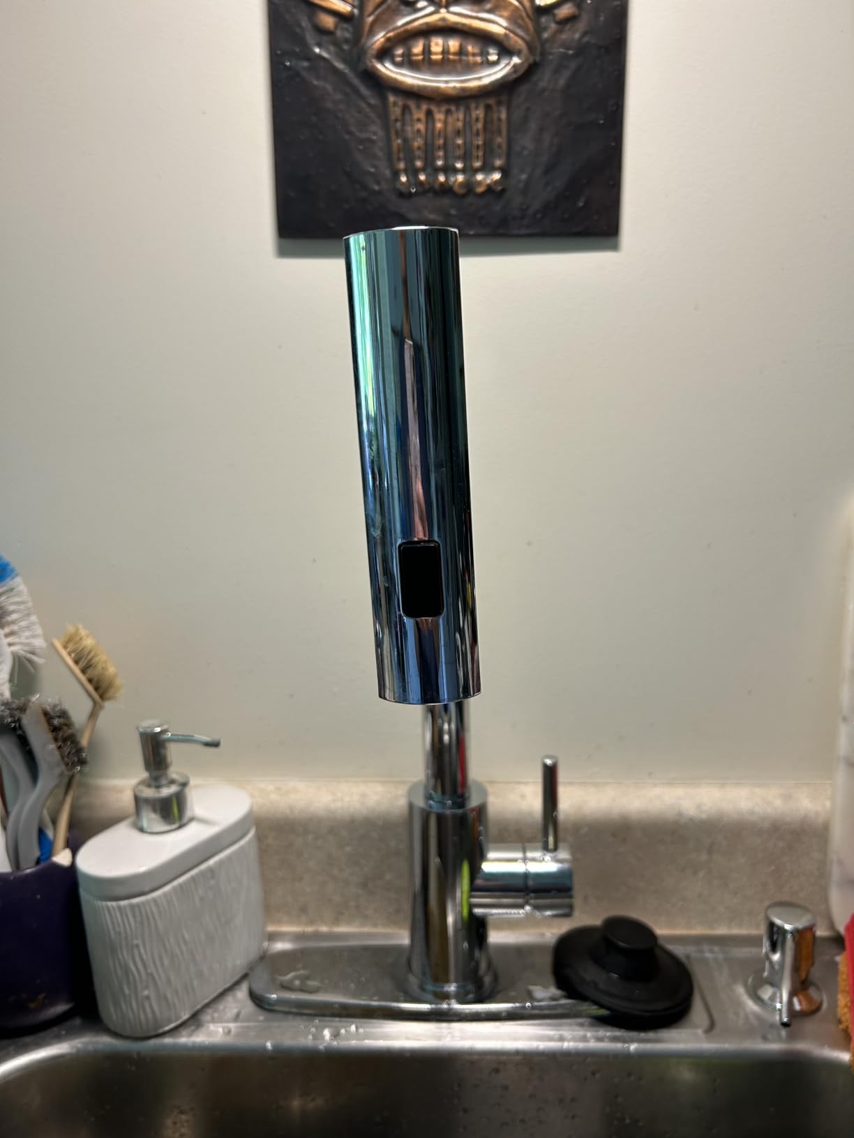 AVSIILE Kitchen Faucets with Pull Down Sprayer & Soap Dispenser, Brushed customer photo 2