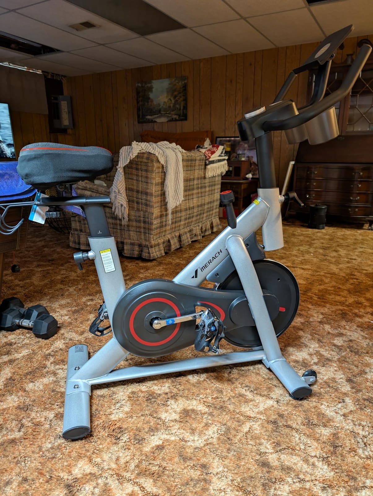 MERACH Exercise Bike, Magnetic Friction Stationary Bike for Home with APP | Low Noise Indoor Cycling Spin Bike with 300lbs Weight Capacity, Adjustable Seat & Handlebars, Fitness Courses for Weight Loss customer photo 2
