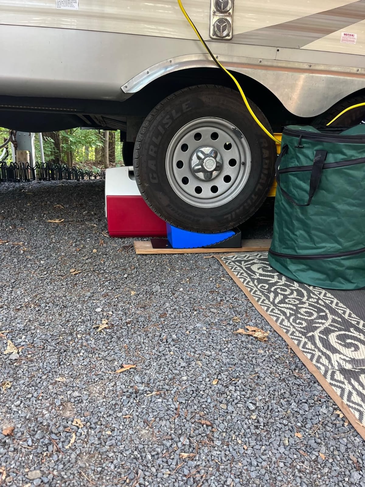 RV Leveling Blocks Ramp Kit, 2 Packs Camper Leveler System for Travel with Two Chocks, 2 Anti-Slip Mats, 1T Bubble Level and Carry Bag, Up to 35000 LBS, Easier & Faster to Level Camper-Orange customer photo 1
