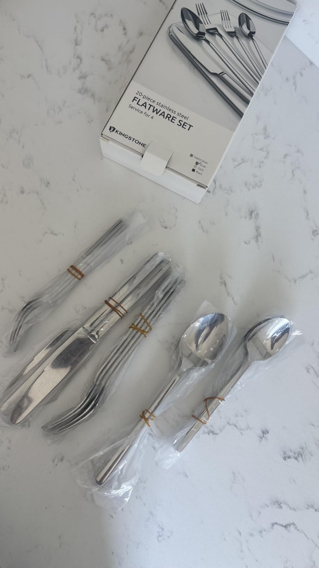 KINGSTONE 48-Piece Silverware Set with Steak Knives, Flatware Set for 8, 18/10 Stainless Steel Tableware Cutlery Set for Home Restaurant, Mirror Finish,Modern Design customer photo 2