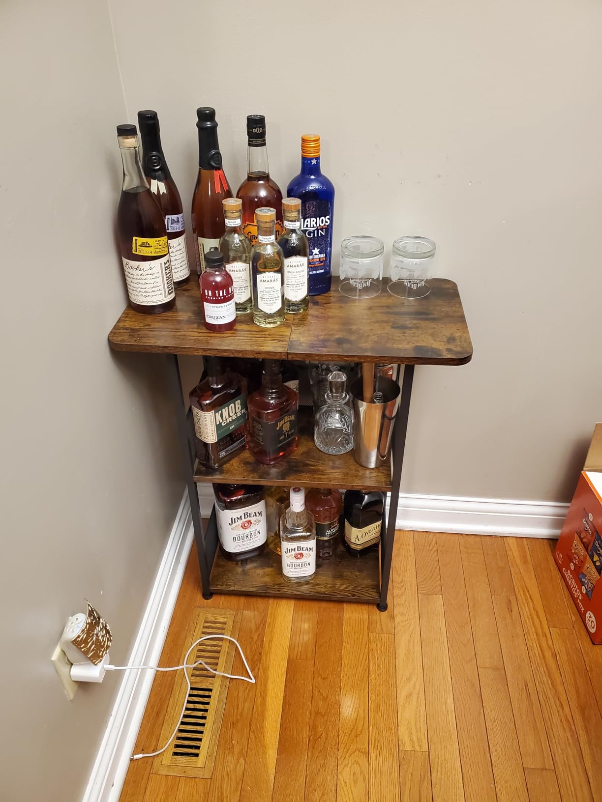 Floor Standing Freestanding Whiskey Rack: 3 Tier Wine Rack ,Mini Bar Cart customer photo 2