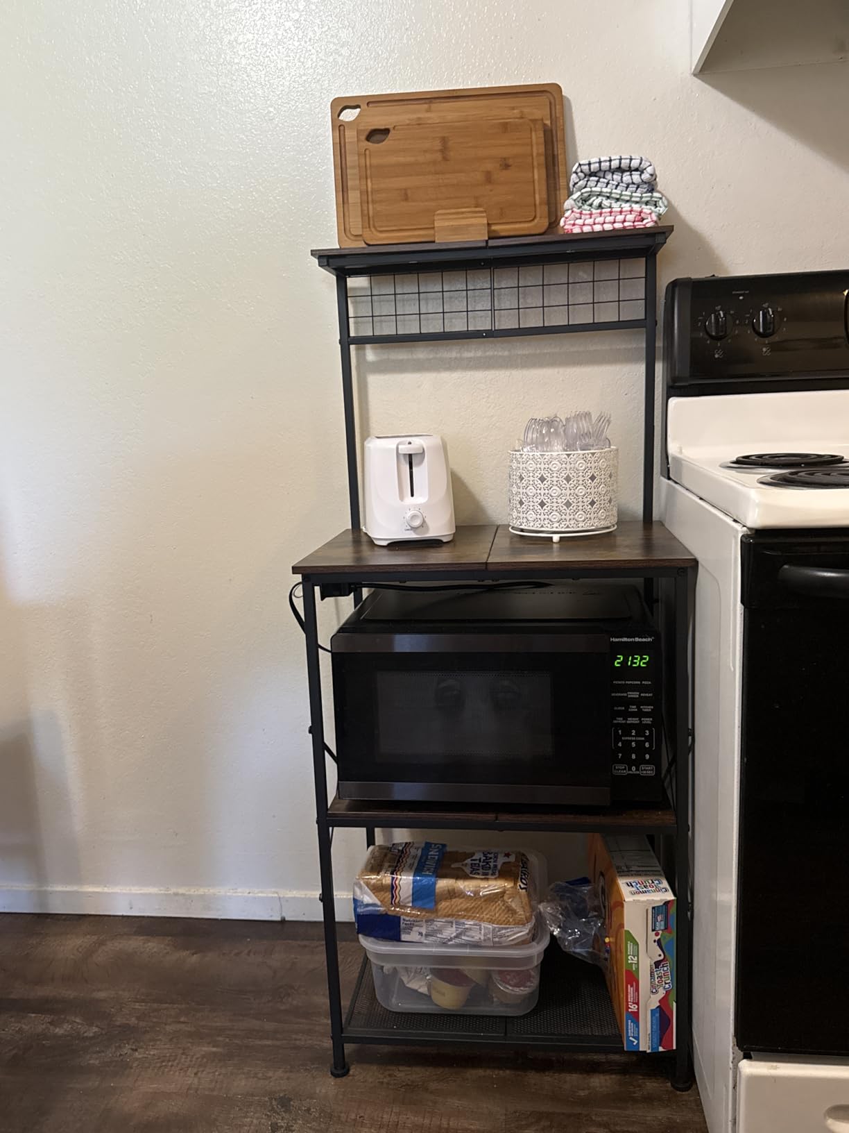 Furologee Kitchen Bakers Rack with Power Outlet, 22-Inch Microwave Stand customer photo 2