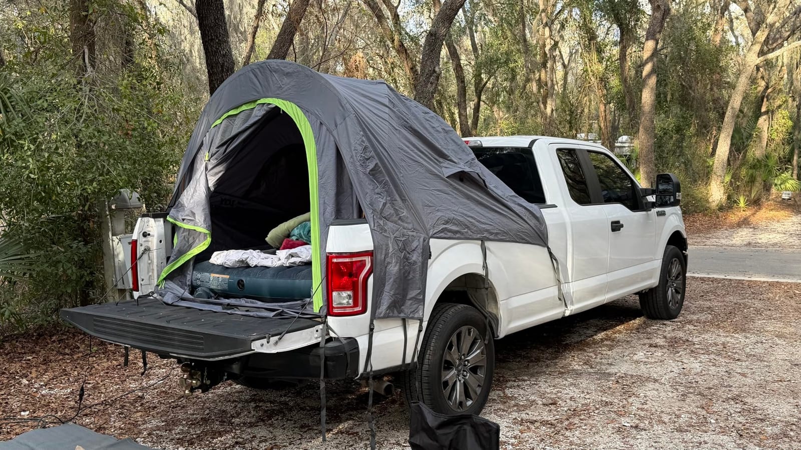 Pickup Truck Tent, Fit 5.5-6, 6.5ft Truck Bed, Waterproof PU3000 high Density Polyester Oxford, Windproof Pole and Insect-Prevention Double Layer Mesh Window & Door, Unique Rear Window Pipe customer photo 2