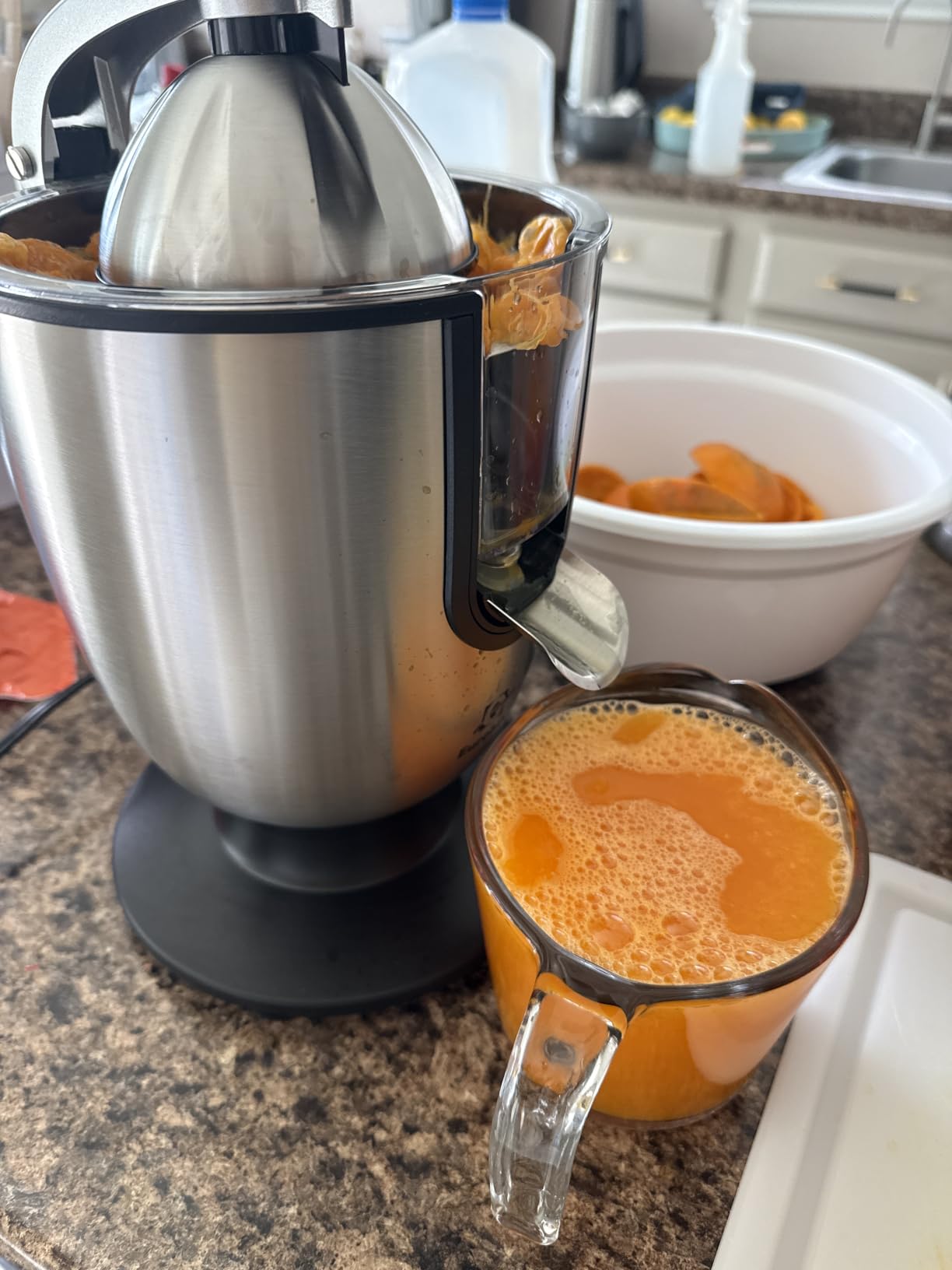 Eurolux Premium Electric Orange Juicer | Stainless Steel Citrus Squeezer With New Ultra-Powerful Motor and Soft Grip Handle for Effortless Juicing, Auto Shutoff, Dishwasher-safe Parts, Pulp Control customer photo 1