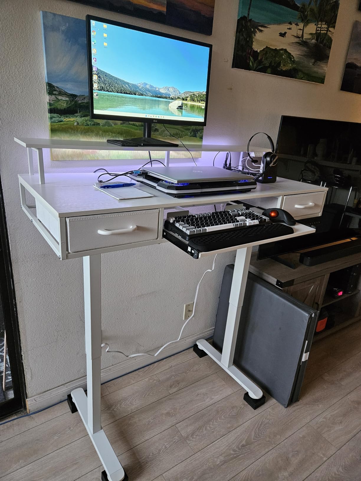 AODK 55 Inch Standing Desk with Drawers and Keyboard Tray, Rustic Brown customer photo 1