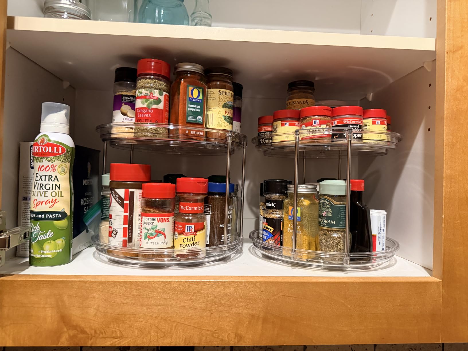 LAMU 2 Tier Lazy Susan Turntable Organizer 9.25'' Rotating Spice Rack Organization for Cabinet, Kitchen, Pantry, Countertop, Bathroom, Vanity, Medicine Cabinet Organizer, Clear customer photo 2