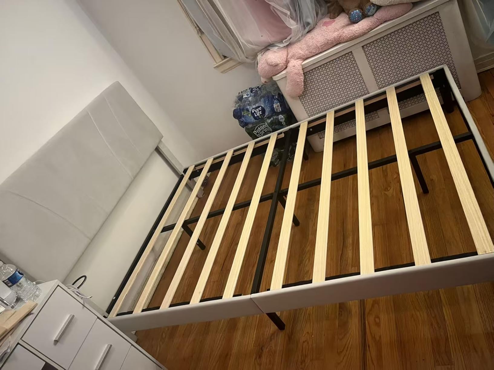 Novilla King Bed Frame and Headboard, Linen Upholstered King Size Bed Frame with Wood Slats Support, No Box Spring Needed, Heavy Duty Feet, Easy Assembly, Grey customer photo 2