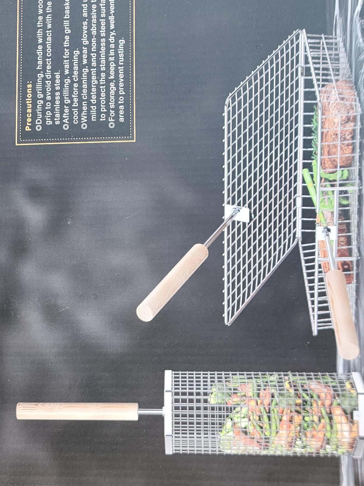ivtivfu Grill Basket Set, Removable Wooden Handle, Rolling Grilling Tools customer photo 2
