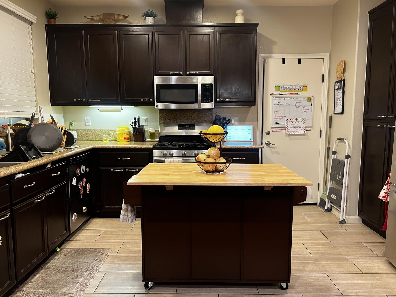 HLR Farmhouse Kitchen Island On Wheels, Teal Green customer photo 1