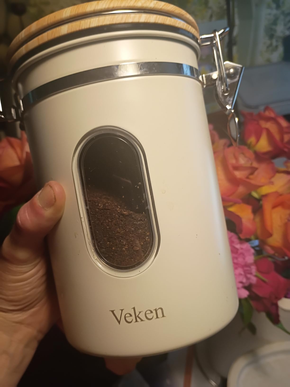 Veken Coffee Canister with Window, Airtight Stainless Steel Container, 22OZ customer photo 1
