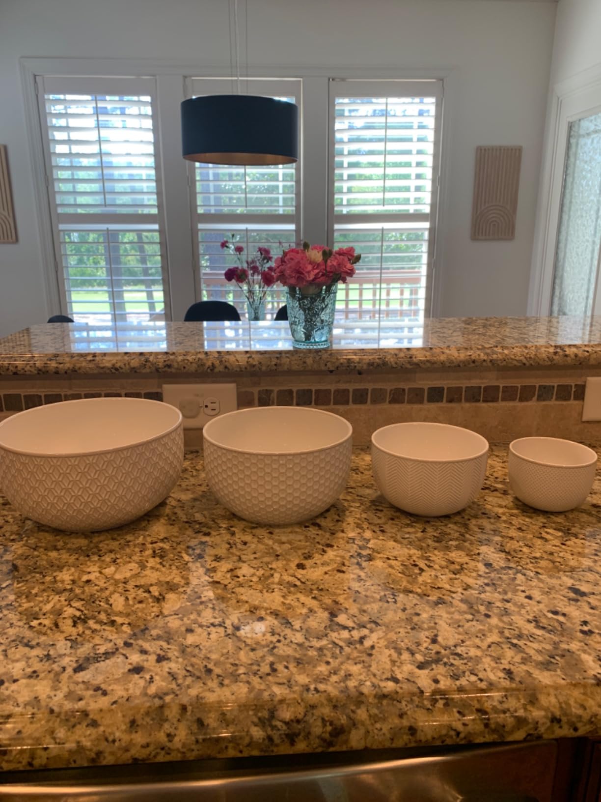 KooK Ceramic Mixing Bowls, Nesting Set of 4, Embossed Kitchen Dishware, Prep, Serving, Gift, Microwave and Dishwasher Safe, 20/44/98/145 oz, Narbonne Collection (Ivory) customer photo 2