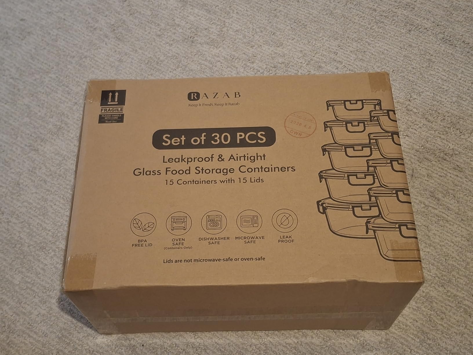 Razab 30 PC Glass Food Storage Containers with Lids - Reusable Glass Meal Prep Containers for Lunch and Leftovers - Airtight & Leakproof Snap Locking Lids - Oven, Freezer, Microwave, Dishwasher Safe customer photo 1