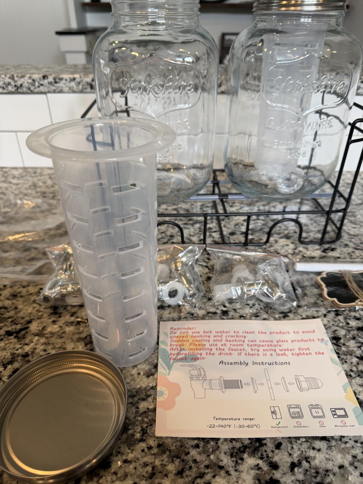 1 Gallon Glass Drink Dispensers For Parties-Set of 2,Leak-Proof Spigot customer photo 1
