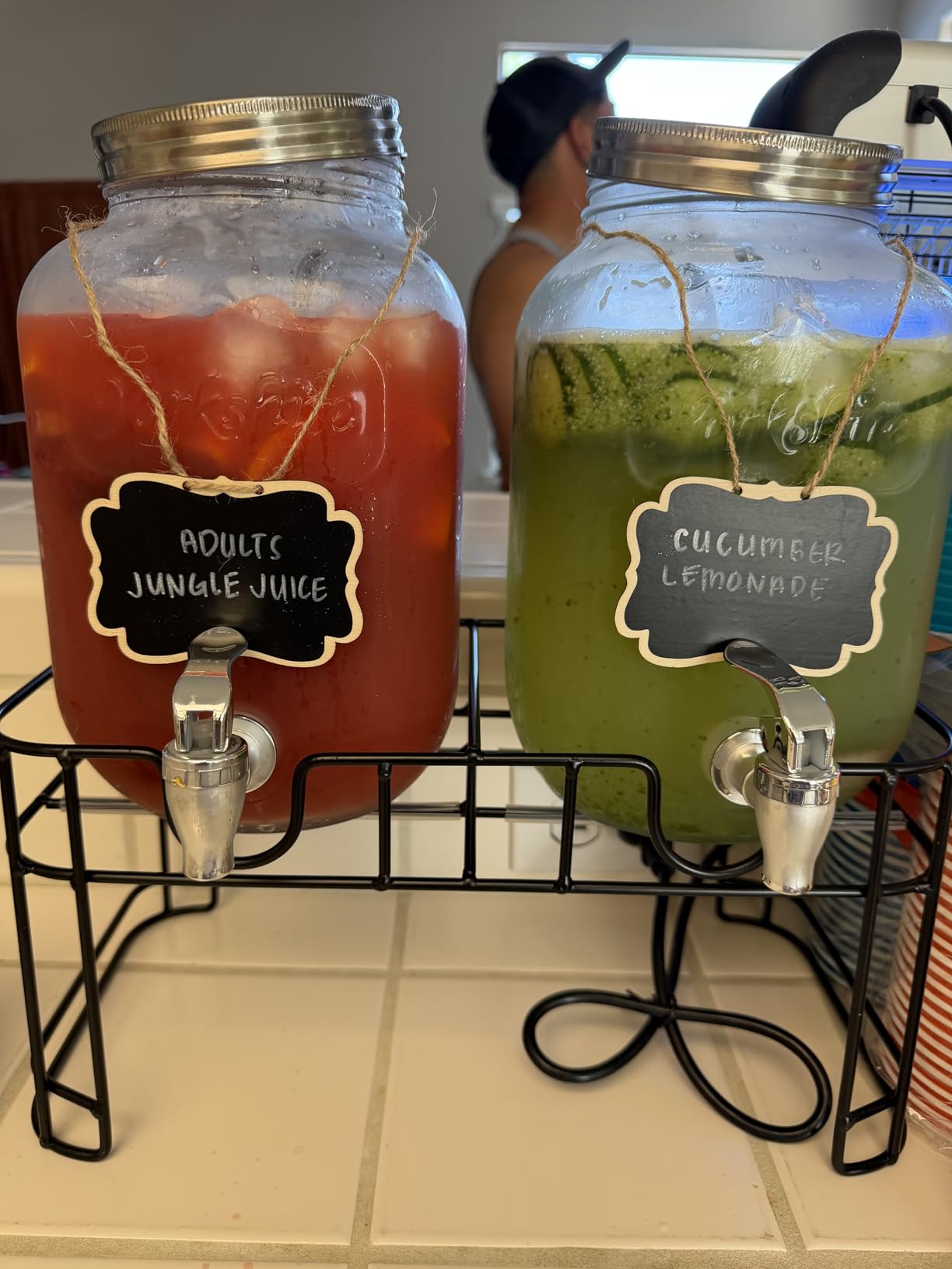 1 Gallon Glass Drink Dispensers For Parties-Set of 2,Leak-Proof Spigot customer photo 2